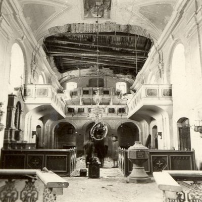 Interiér kostela na konci 60. let 20. století