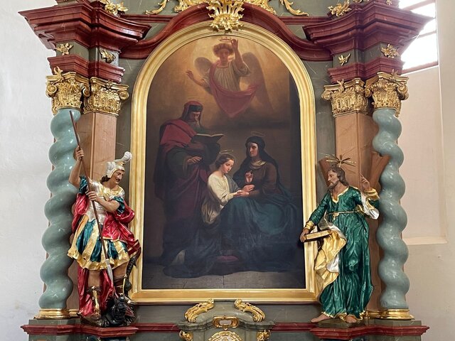 Verneřice - oltář sv. Anny po dokončeném restaurování - detail -  VIII. 2023