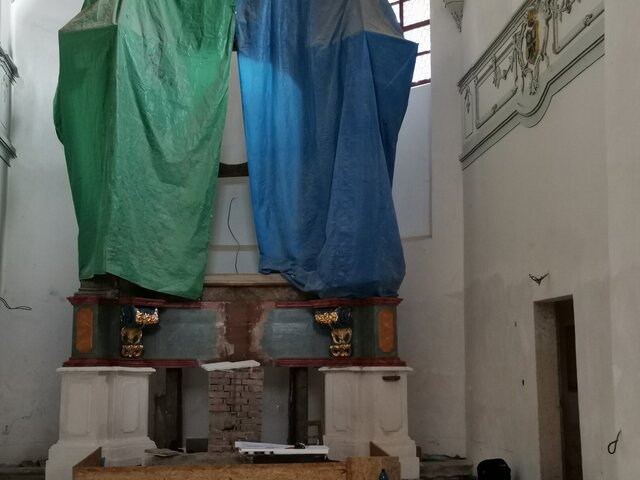 Verneřice - oltář sv. Anny před restaurováním - VI. 2022